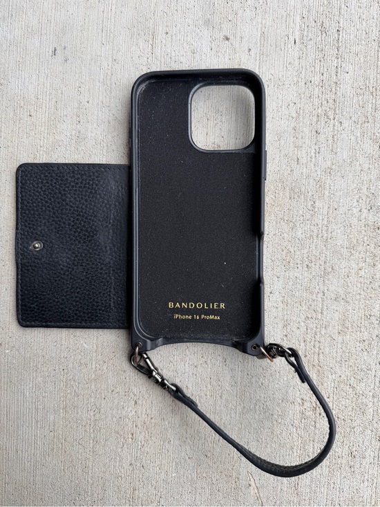Bandolier Other - Bandolier Black Leather iPhone 16 Pro Max Crossbody Case with Strap